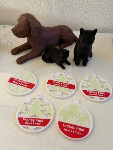 Weihnachtsanhänger + Hund und Katze