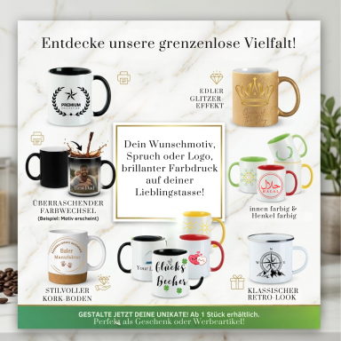 Becher mit Logo - Bild - Text